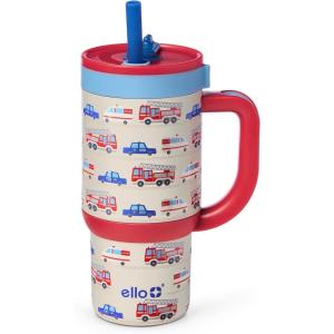 Ello Oasis 24oz Tumbler with Handle & Retracting Straw | Reusable Insulated Stainless Steel Cup 100% Leakproof, Gifts for Teens Women Men | Keeps cold for 24 Hours, Cup Holder Friendly, Orange Daisies(To The Rescue)