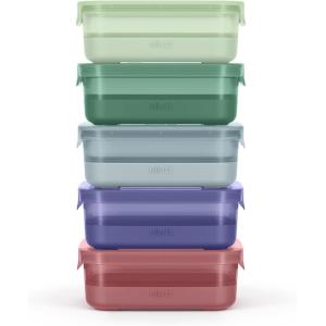 Ello Plastic 3.7 Cup Meal Prep Set 10 Pc, 5 Pack Set – BPA Free Plastic Food Storage Container with Silicone Boot and Airtight Lids, Dishwasher, Microwave, and Freezer Safe, Melon(3.7 Cup Meal Prep Everest)