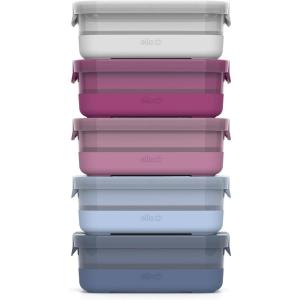 Ello Plastic 3.7 Cup Meal Prep Set 10 Pc, 5 Pack Set – BPA Free Plastic Food Storage Container with Silicone Boot and Airtight Lids, Dishwasher, Microwave, and Freezer Safe, Melon(3.7 Cup Meal Prep Elderberry)