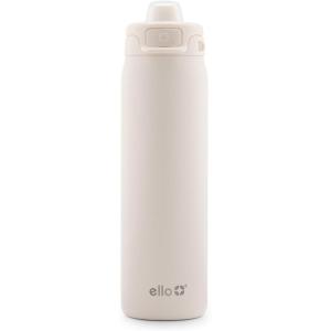 Ello Pop & Fill Stainless Steel Water Bottle with Quick Fill Technology, Double Walled Vacuum Insulated Metal, Leak Proof Locking Lid, Sip & Chug, BPA Free, Holiday Gift for Him Her, 22oz, 32oz, 40oz(Cream)