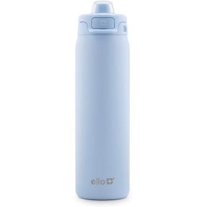 Ello Pop & Fill Stainless Steel Water Bottle with Quick Fill Technology, Double Walled Vacuum Insulated Metal, Leak Proof Locking Lid, Sip & Chug, BPA Free, Holiday Gift for Him Her, 22oz, 32oz, 40oz(Halogen Blue)