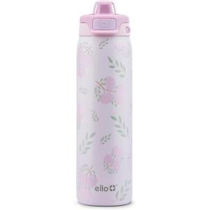 Ello Pop & Fill Stainless Steel Water Bottle with Quick Fill Technology, Double Walled Vacuum Insulated Metal, Leak Proof Locking Lid, Sip & Chug, BPA Free, Holiday Gift for Him Her, 22oz, 32oz, 40oz(Blossom Bliss)