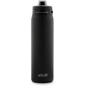 Ello Pop & Fill Stainless Steel Water Bottle with Quick Fill Technology, Double Walled Vacuum Insulated Metal, Leak Proof Locking Lid, Sip & Chug, BPA Free, Holiday Gift for Him Her, 22oz, 32oz, 40oz(Black)