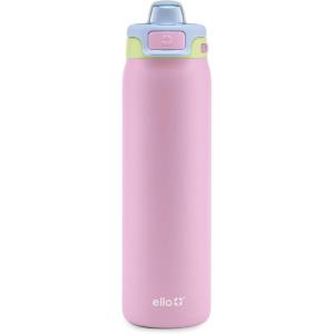 Ello Pop & Fill Stainless Steel Water Bottle with Quick Fill Technology, Double Walled Vacuum Insulated Metal, Leak Proof Locking Lid, Sip & Chug, BPA Free, Holiday Gift for Him Her, 22oz, 32oz, 40oz(Rosy Skyline)