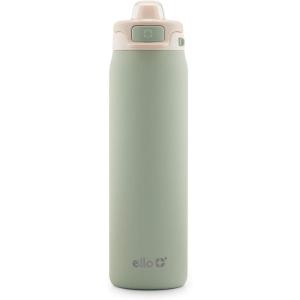 Ello Pop & Fill Stainless Steel Water Bottle with Quick Fill Technology, Double Walled Vacuum Insulated Metal, Leak Proof Locking Lid, Sip & Chug, BPA Free, Holiday Gift for Him Her, 22oz, 32oz, 40oz(Pistachio)