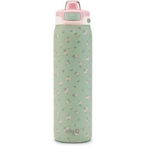 Ello Pop & Fill Stainless Steel Water Bottle with Quick Fill Technology, Double Walled Vacuum Insulated Metal, Leak Proof Locking Lid, Sip & Chug, BPA Free, Holiday Gift for Him Her, 22oz, 32oz, 40oz(Full Bloom)