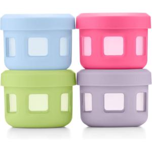 Ello Reusable Condiment Containers 4oz each with Screw-on Leak Proof Lid | Perfect for Salad Dressing Sauce Dips Lunchbox Picnic Travel Bento Box | BPA-Free | Dishwasher Safe(Neon Dreams)