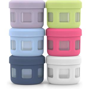 Ello Reusable Condiment Containers 4oz each with Screw-on Leak Proof Lid | Perfect for Salad Dressing Sauce Dips Lunchbox Picnic Travel Bento Box | BPA-Free | Dishwasher Safe(Sunny Daze)