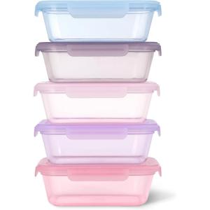 Ello Snap & Nest 10-Piece 4.5 Cup Plastic Meal Prep Set, Reusable Food Containers for Healthy Eating, Freezer, Dishwasher Safe, Cactus Blooms(Berry Fields)