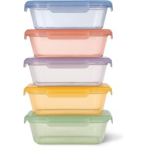 Ello Snap & Nest 10-Piece 4.5 Cup Plastic Meal Prep Set, Reusable Food Containers for Healthy Eating, Freezer, Dishwasher Safe, Cactus Blooms(Desert Festival)
