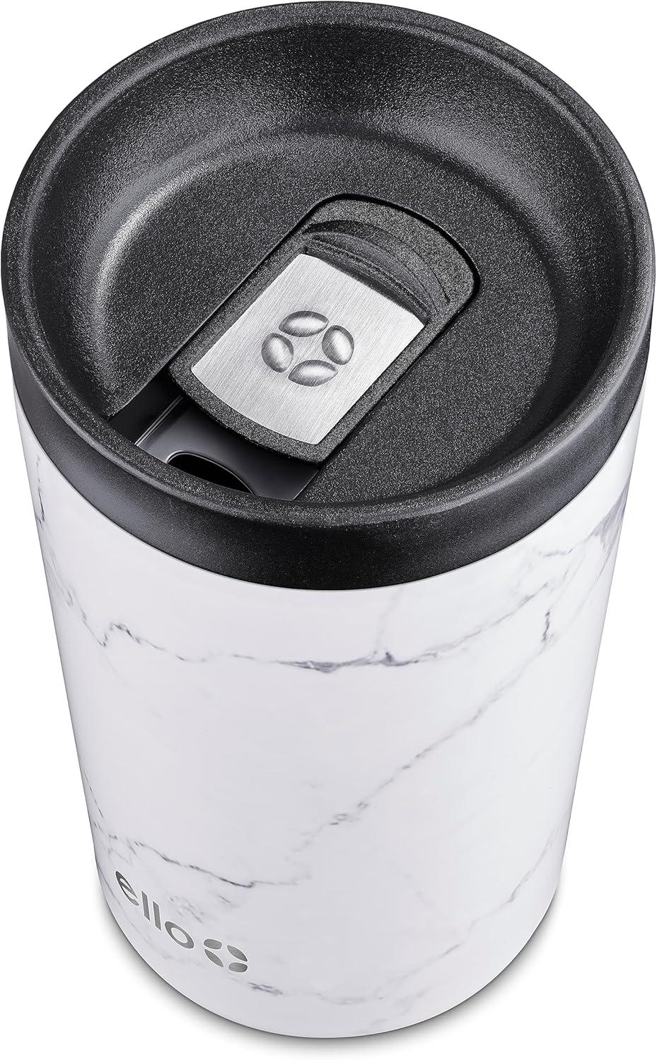 imageEllo 11oz Jones Vacuum Insulated Stainless Steel Travel Mug LeakProof Slider Lid Keeps Hot for 5 Hours Perfect for Coffee or Tea BPAFree TumblerMarble