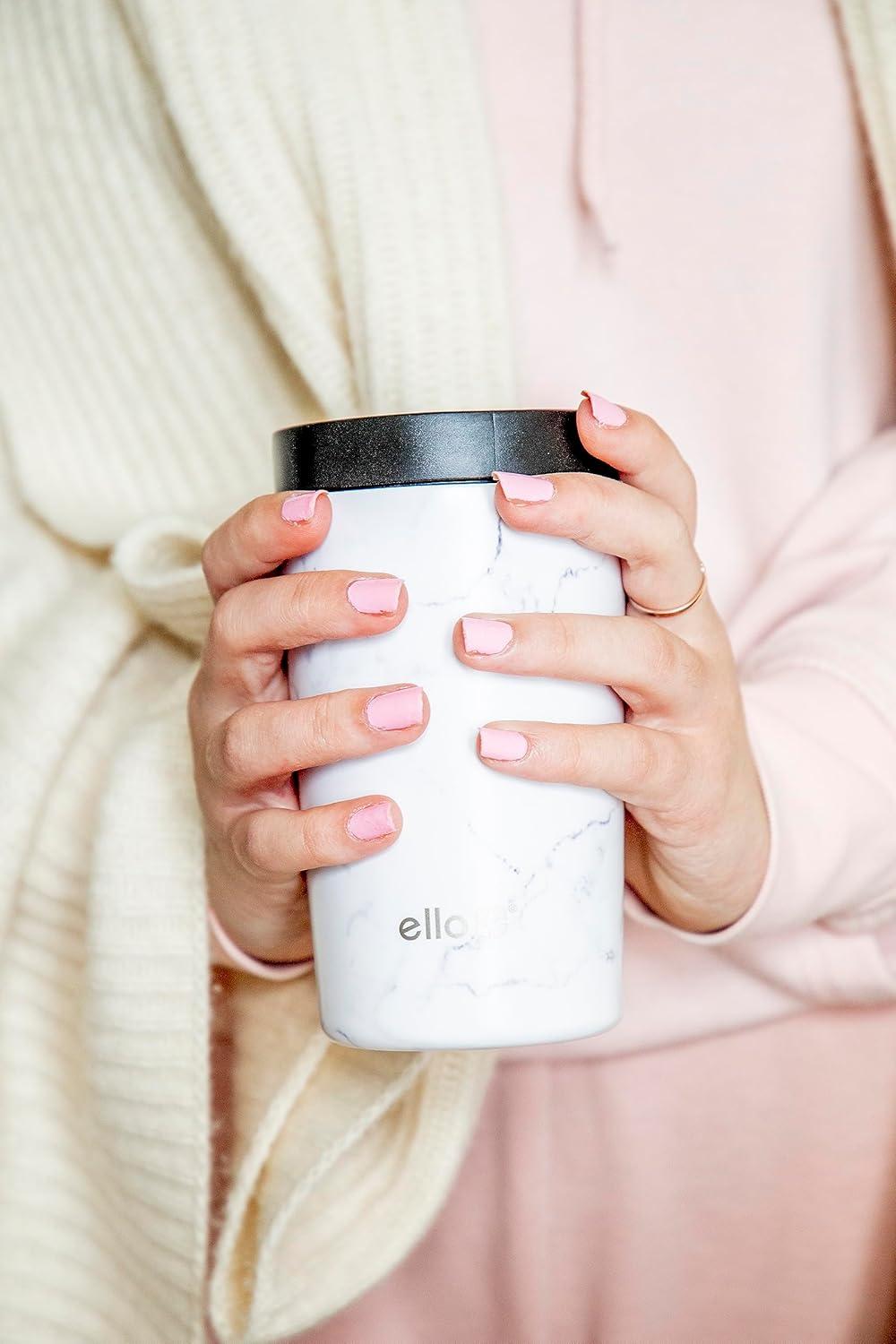 imageEllo 11oz Jones Vacuum Insulated Stainless Steel Travel Mug LeakProof Slider Lid Keeps Hot for 5 Hours Perfect for Coffee or Tea BPAFree TumblerMarble