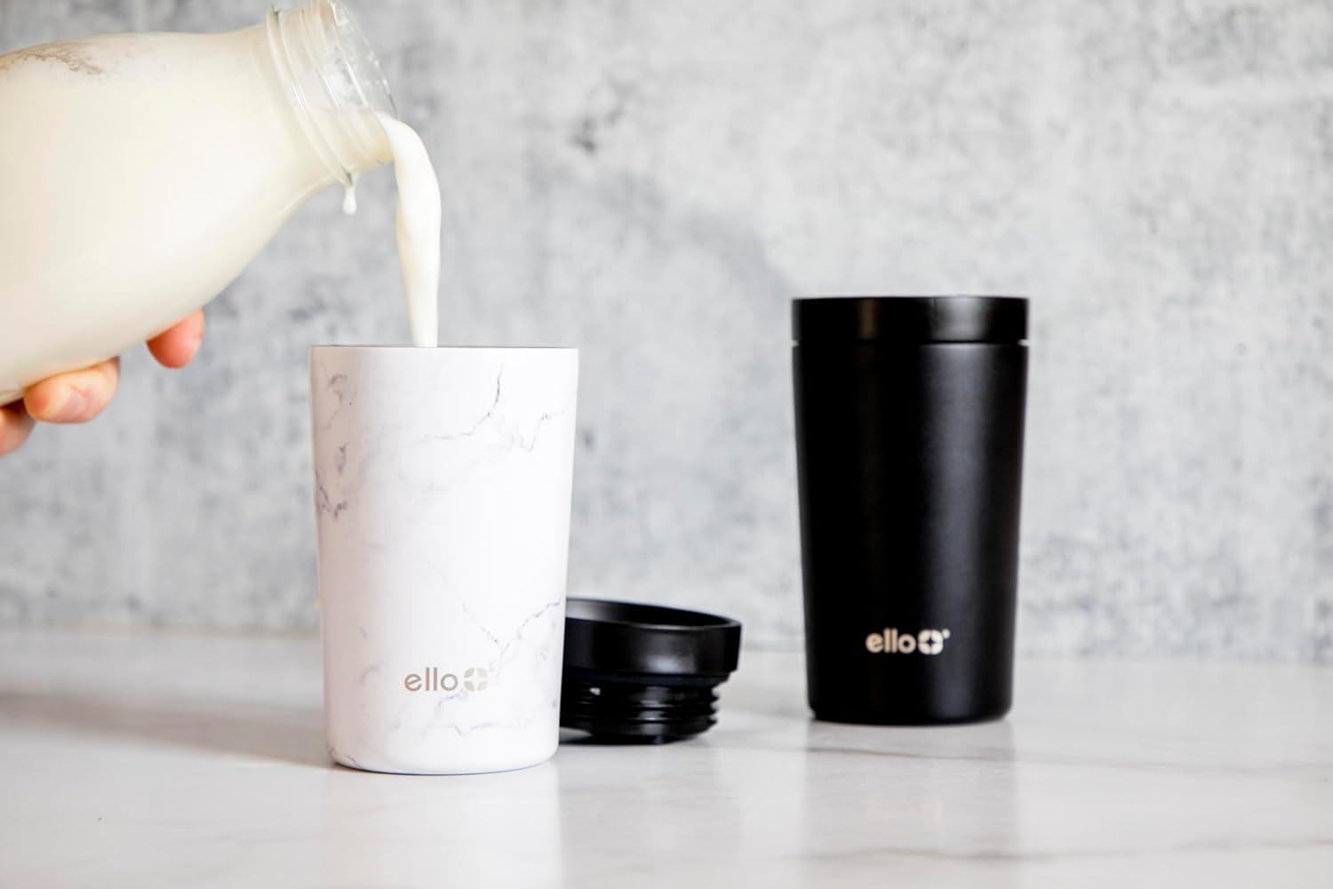 imageEllo 11oz Jones Vacuum Insulated Stainless Steel Travel Mug LeakProof Slider Lid Keeps Hot for 5 Hours Perfect for Coffee or Tea BPAFree TumblerMarble
