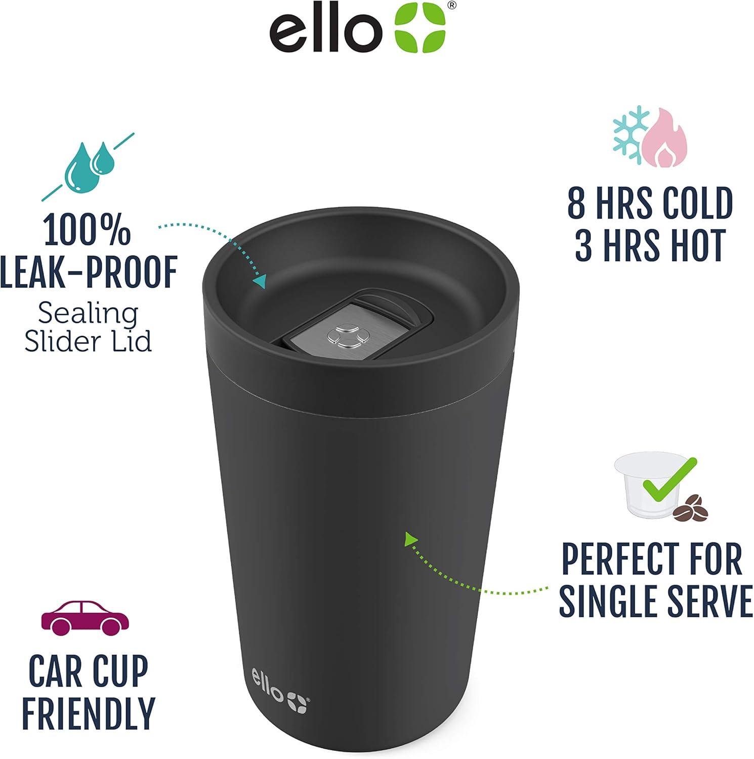 imageEllo 11oz Jones Vacuum Insulated Stainless Steel Travel Mug LeakProof Slider Lid Keeps Hot for 5 Hours Perfect for Coffee or Tea BPAFree TumblerMarble