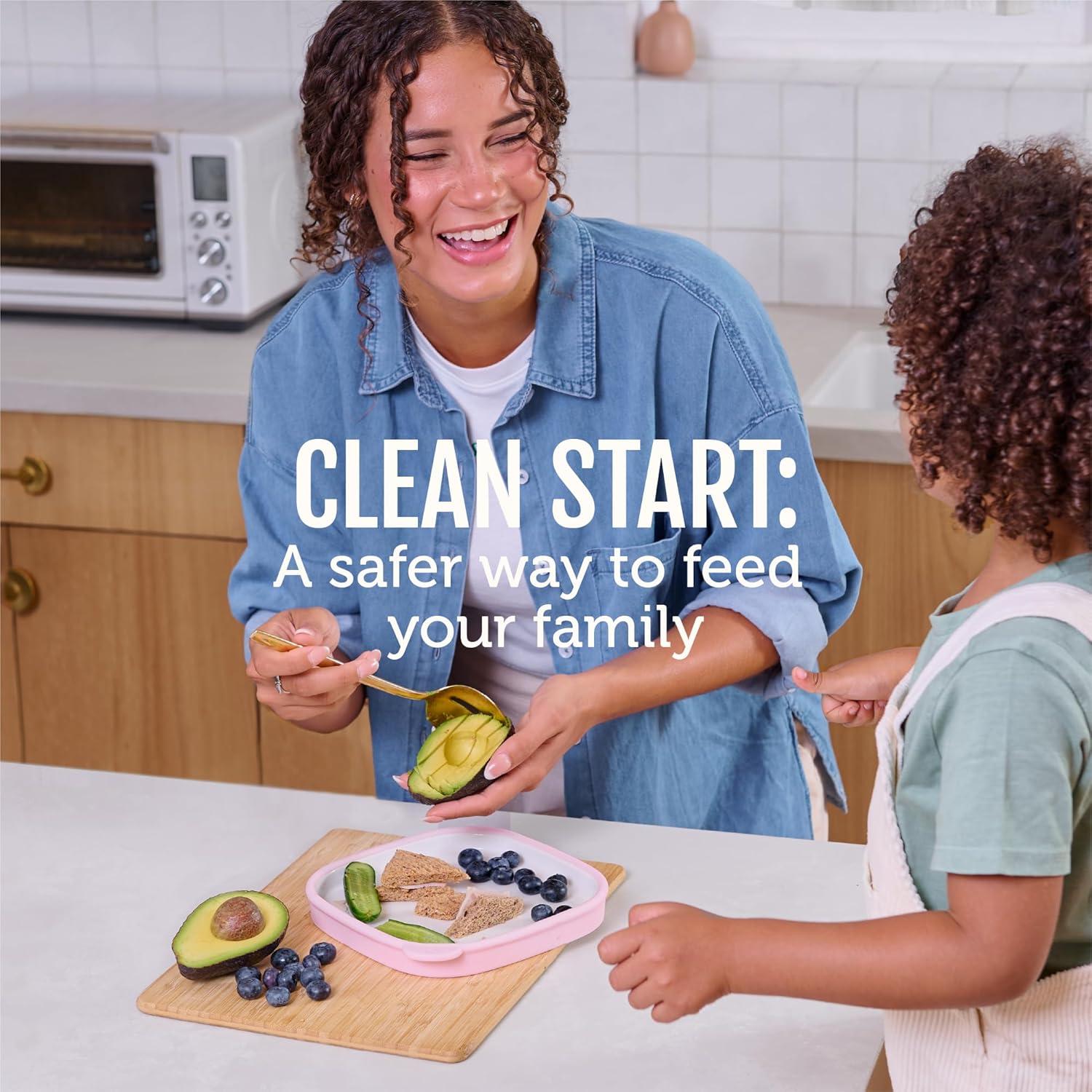 imageEllo Clean Start Toddler Everything Plate 2 Pack BPAFree Ceramic Plates with Silicone Sleeve for BabiesToddlers MicrowaveDishwasher Safe PlasticFree High Chair Friendly DewdropSugarplumDewdropGrayed Jade