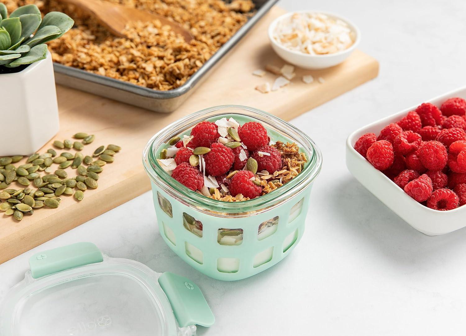 imageEllo Duraglass 4Pack 2 Cup Reusable Glass Container Jar with Leak Proof Lids and Protective Silicone Sleeves Perfect for Overnight Oats Yogurt BPAFree Dishwasher Safe Evening OrchardYucca Single