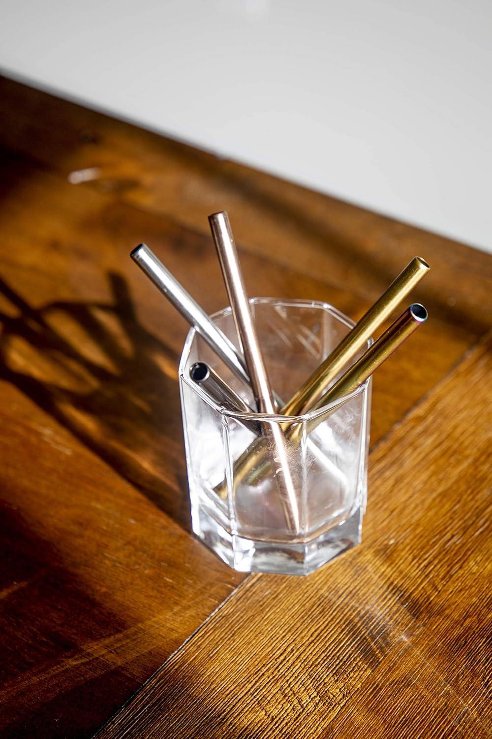 imageEllo Impact 6 Pack Reusable Metal Straws with Silicone Tips Made from Stainless Steel Dishwasher Safe BPAFreewith Cleaning Brush Summer Glow5 Pack