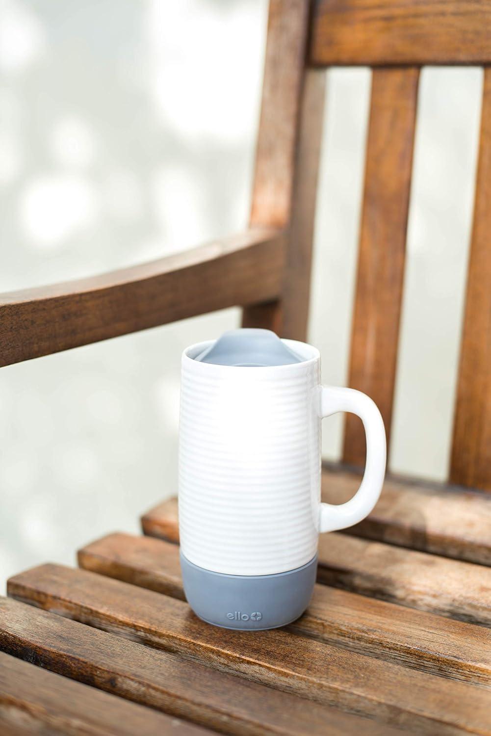 imageEllo Jane 18oz Ceramic Travel Mug with Handle SplashResistant Slider Lid and Builtin Coaster Perfect for Coffee and Tea BPA Free Dishwasher Safe Holiday Gift Her Him MidnightGray