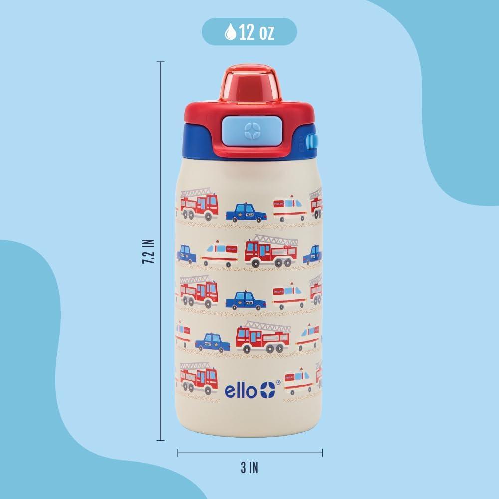 imageEllo Kids Pop amp Fill 12oz Toddler Water Bottle with Quick Fill Lid DoubleWall Vacuum Insulated Stainless Steel Leak Proof BPA Free Sip amp Chug For School Lunchboxes To the RescueTo the Rescue