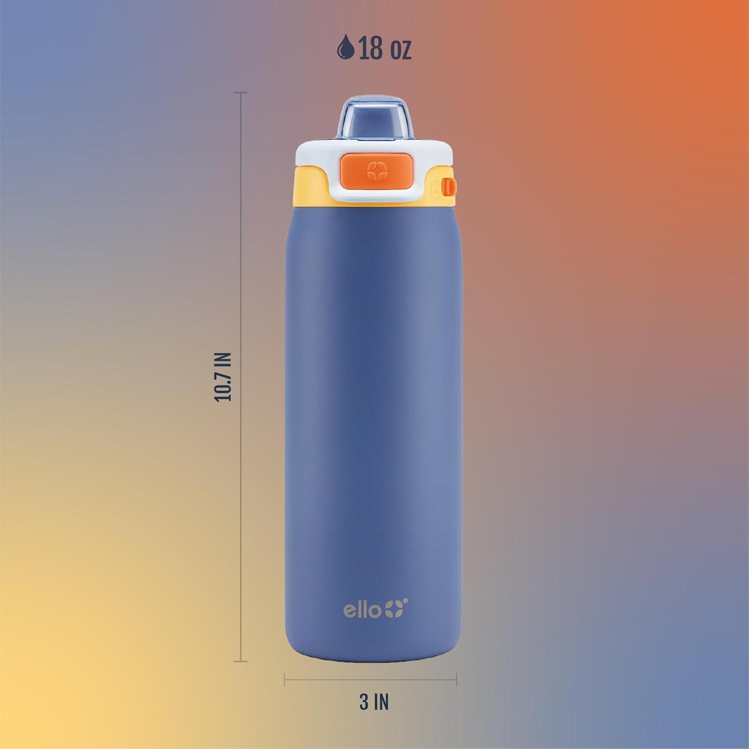 imageEllo Kids Pop amp Fill 18oz Stainless Steel Water Bottle with Quick Fill Technology DoubleWall Vacuum Insulation Leak Proof Locking Lid Sip amp Chug BPA Free Gifts for Girls Boys Purple HolographicLighthouse