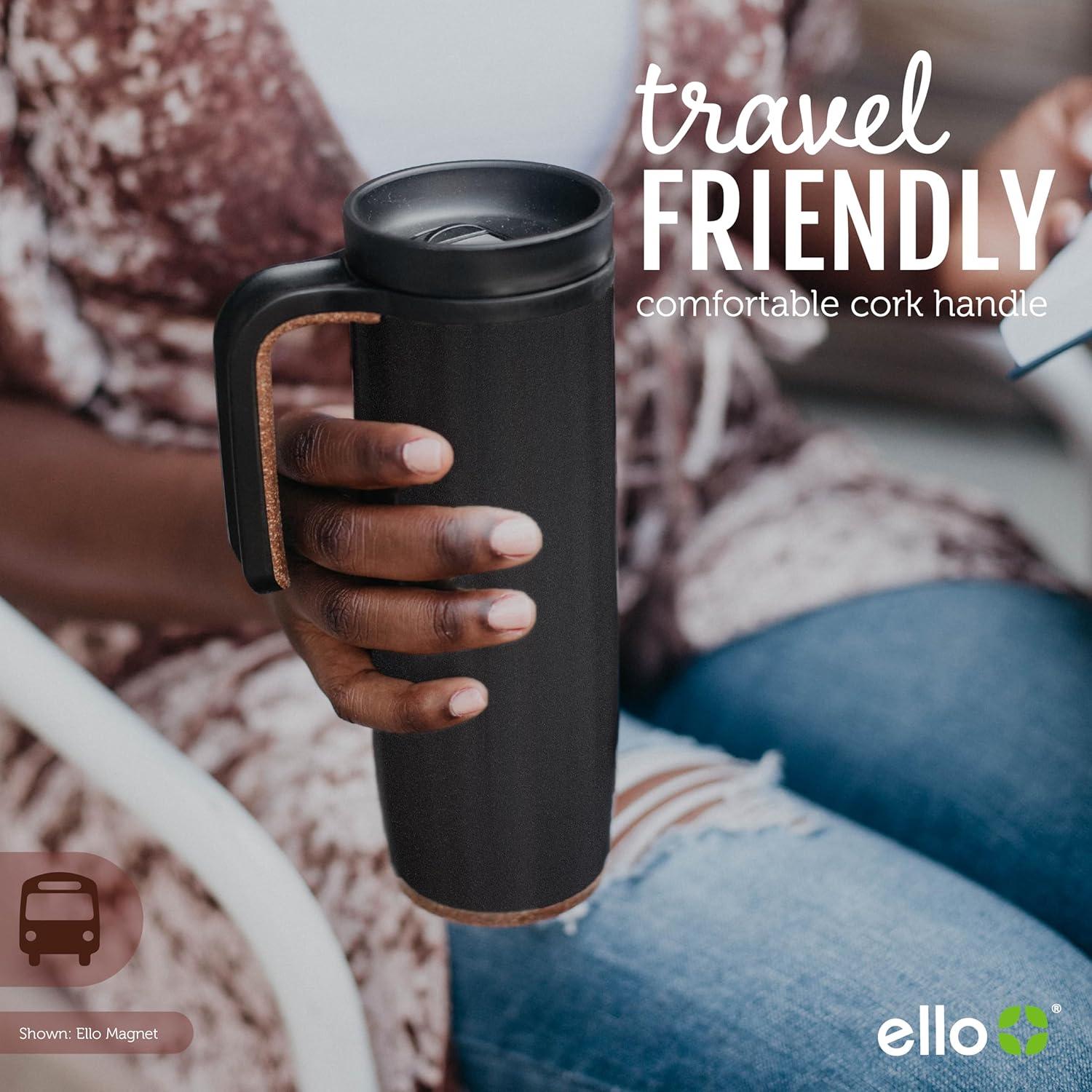 imageEllo Magnet 18oz Vacuum Insulated Stainless Steel Travel Mug with Side Handle and LeakProof Slider Lid and Builtin Coaster Keeps Hot for 5 HoursLimestone