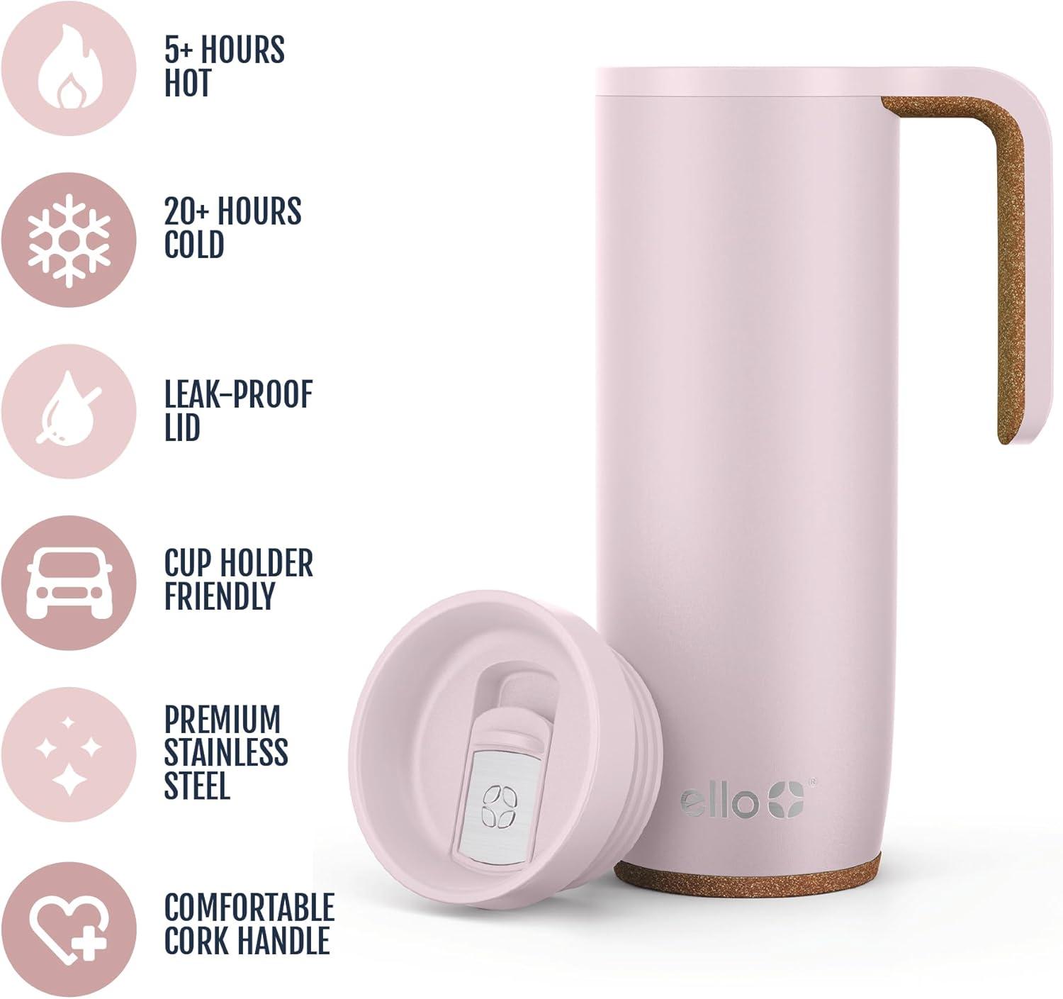 imageEllo Magnet 18oz Vacuum Insulated Stainless Steel Travel Mug with Side Handle and LeakProof Slider Lid and Builtin Coaster Keeps Hot for 5 HoursSonoma
