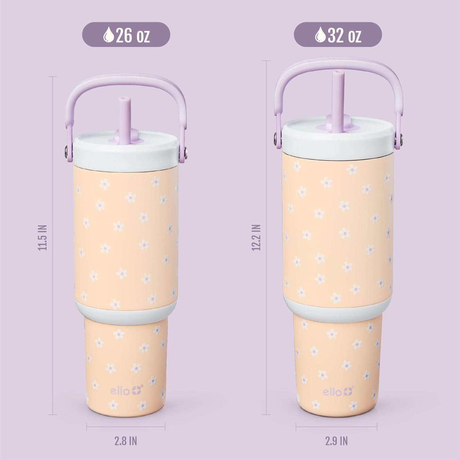 imageEllo Oasis Go 32oz Tumbler with Top Handle and Retracting Straw Reusable Insulated Stainless Steel Cup 100 Leakproof Water Bottle 24 Hours Cold Cup Holder Friendly For Travel MineralDaises
