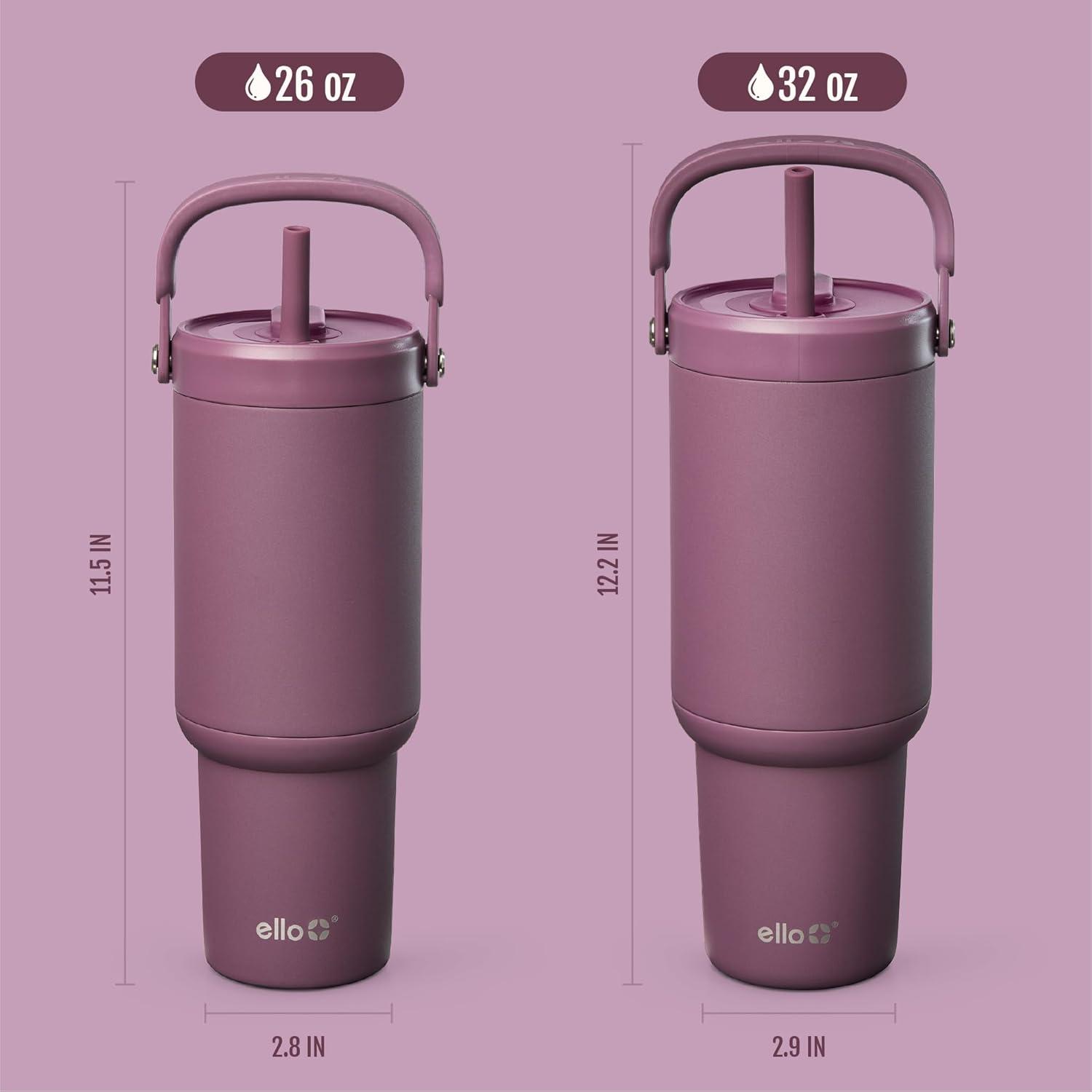 imageEllo Oasis Go 32oz Tumbler with Top Handle and Retracting Straw Reusable Insulated Stainless Steel Cup 100 Leakproof Water Bottle 24 Hours Cold Cup Holder Friendly For Travel MineralWild Rasberry