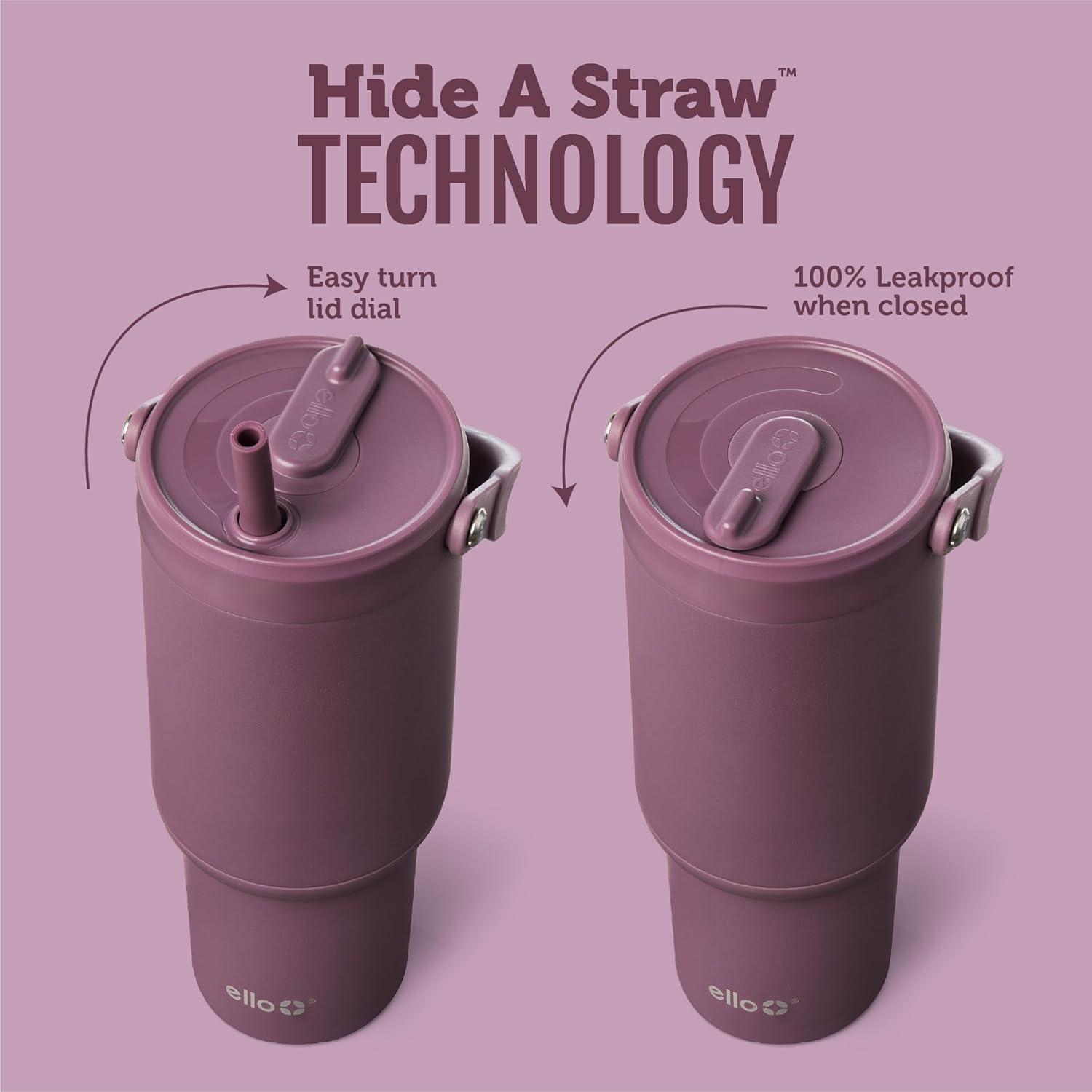 imageEllo Oasis Go 32oz Tumbler with Top Handle and Retracting Straw Reusable Insulated Stainless Steel Cup 100 Leakproof Water Bottle 24 Hours Cold Cup Holder Friendly For Travel MineralWild Rasberry