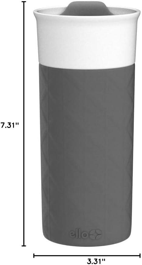imageEllo Ogden 16oz Ceramic Travel Mug with SplashResistant Slider Lid and Protective Silicone Sleeve Perfect for Coffee or Tea BPAFree Dishwasher Safe TealGray