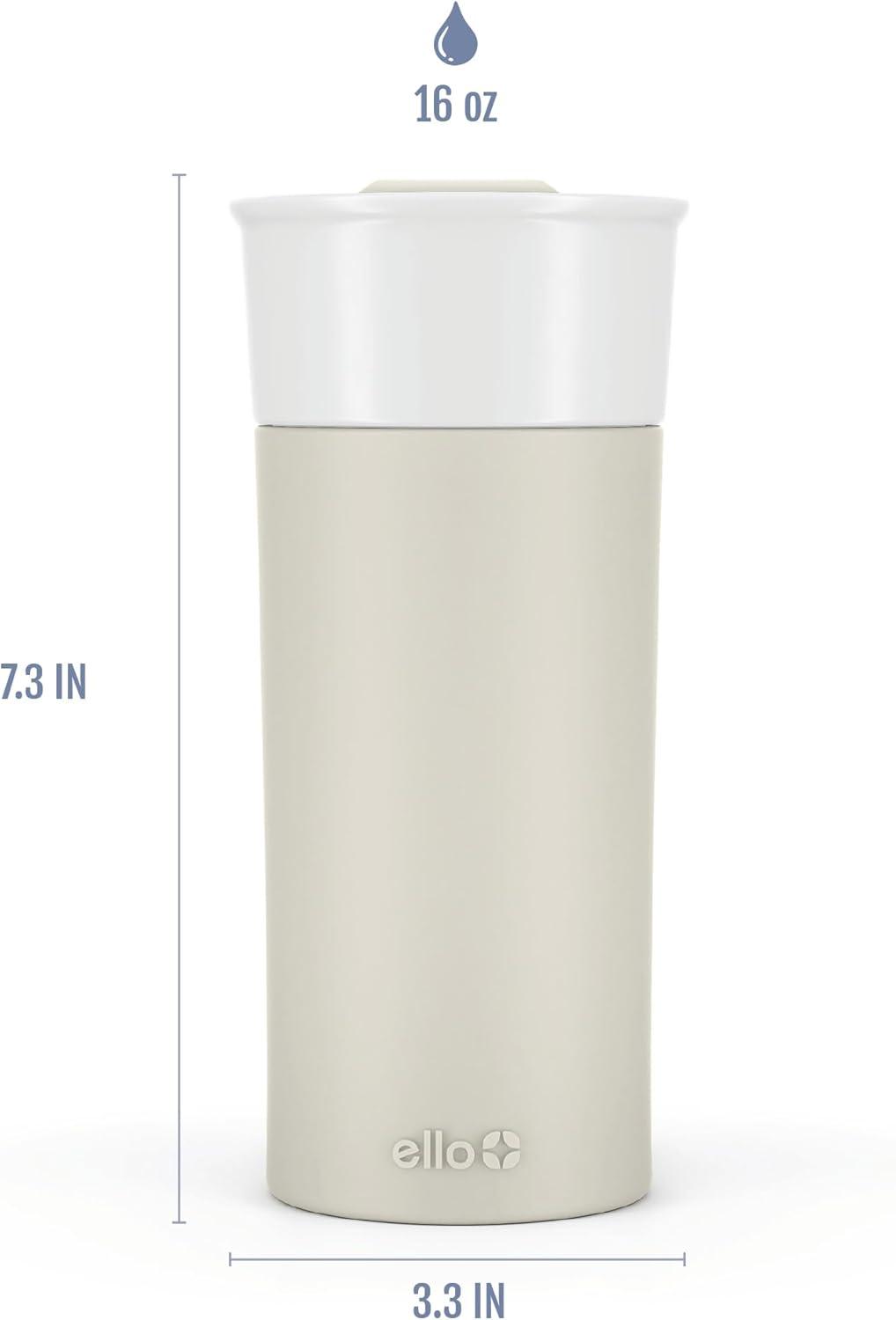 imageEllo Ogden 16oz Ceramic Travel Mug with SplashResistant Slider Lid and Protective Silicone Sleeve Perfect for Coffee or Tea BPAFree Dishwasher Safe TealMineral