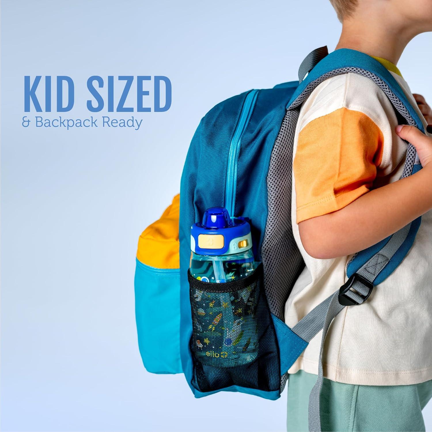 imageEllo Pop amp Fill 16oz Tritan Plastic Kids Water Bottle with Quick Fill Lid BPA Free Reusable Bottle with Leak Proof Straw and Chug Lid Dishwasher Safe Gift For Kids DinoConstruction