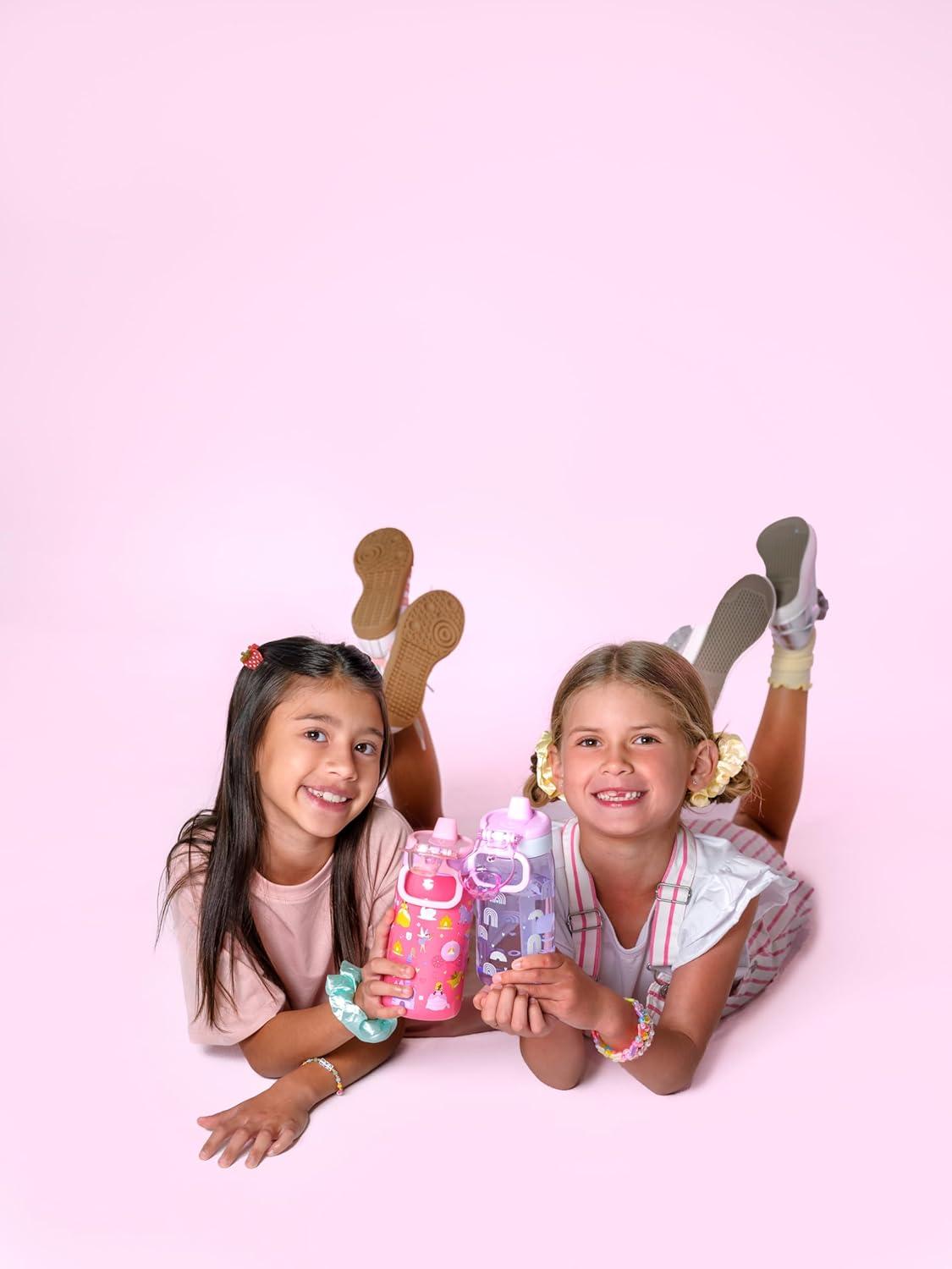 imageEllo Pop amp Fill 16oz Tritan Plastic Kids Water Bottle with Quick Fill Lid BPA Free Reusable Bottle with Leak Proof Straw and Chug Lid Dishwasher Safe Gift For Kids DinoRoyal Palace