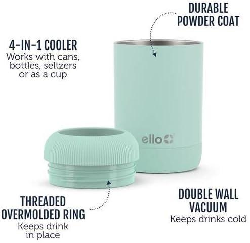 imageEllo Stainless Steel Insulated Can Cooler Keeps 12oz 16oz Slim Cans and Glass Bottles Cold Metal Drink Holder Perfect for Beer Soda and Hard SeltzerWhite Marble