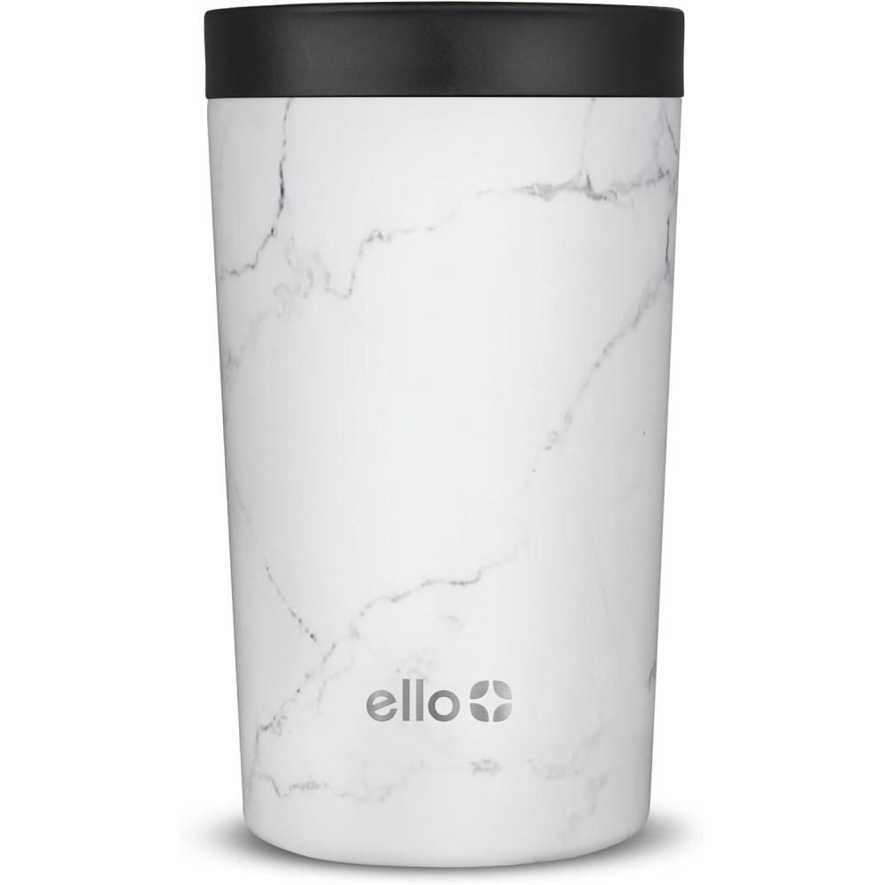 imageEllo 11oz Jones Vacuum Insulated Stainless Steel Travel Mug LeakProof Slider Lid Keeps Hot for 5 Hours Perfect for Coffee or Tea BPAFree TumblerMarble