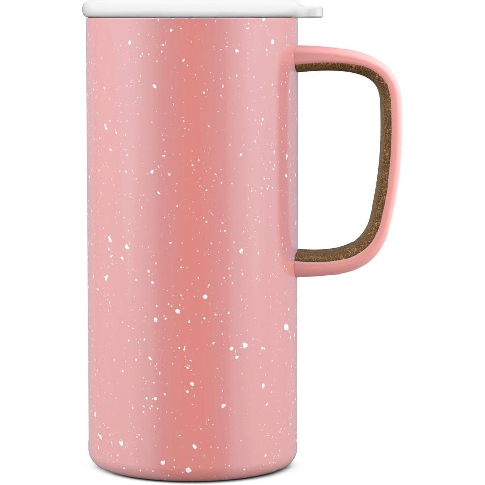 imageEllo Campy 18oz Stainless Steel Travel Mug with Handle and LeakProof Slider Lid Reusable Vacuum Insulated Perfect for Coffee or Tea Home Gift Travel Office BPA Free Georgia PeachGeorgia Peach