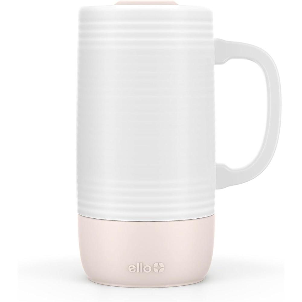 imageEllo Jane 18oz Ceramic Travel Mug with Handle SplashResistant Slider Lid and Builtin Coaster Perfect for Coffee and Tea BPA Free Dishwasher Safe Holiday Gift Her Him MidnightSandbar