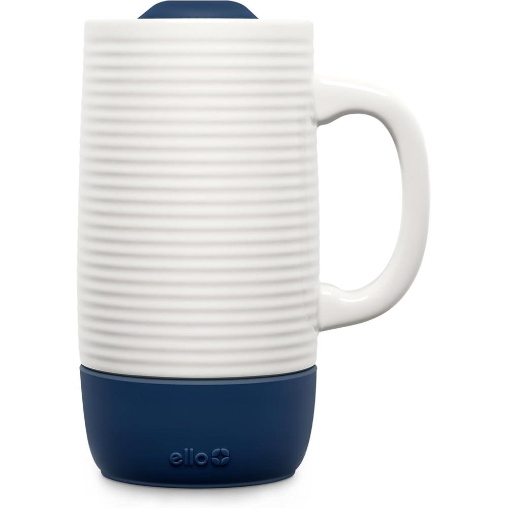 imageEllo Jane 18oz Ceramic Travel Mug with Handle SplashResistant Slider Lid and Builtin Coaster Perfect for Coffee and Tea BPA Free Dishwasher Safe Holiday Gift Her Him MidnightMidnight