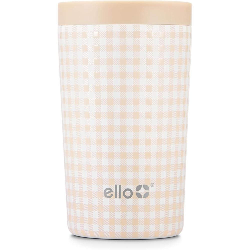 imageEllo Jones Stainless Steel Travel Coffee Mug Travel Tea Mug 11oz RosegoldBeige Gingham