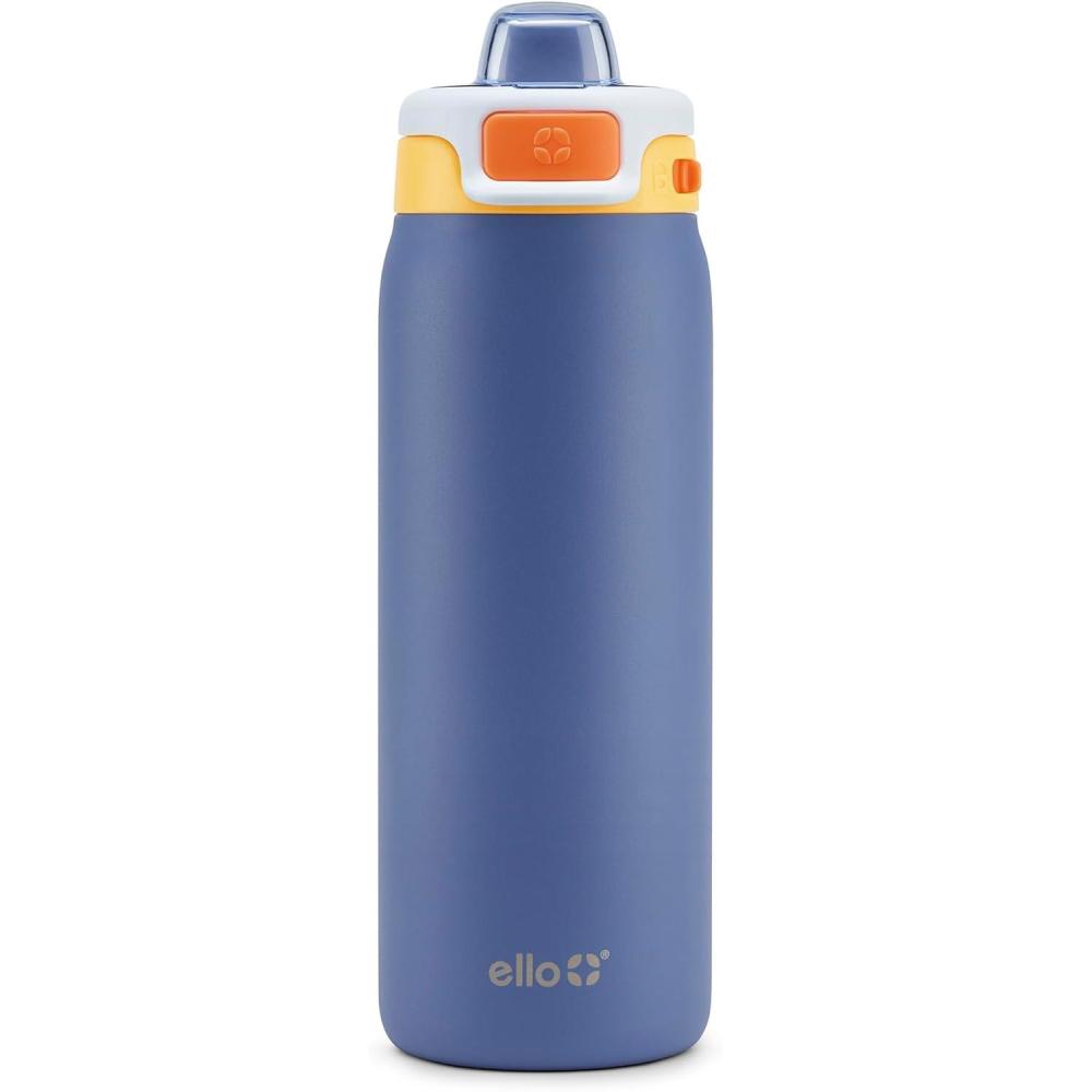 imageEllo Kids Pop amp Fill 18oz Stainless Steel Water Bottle with Quick Fill Technology DoubleWall Vacuum Insulation Leak Proof Locking Lid Sip amp Chug BPA Free Gifts for Girls Boys Purple HolographicLighthouse