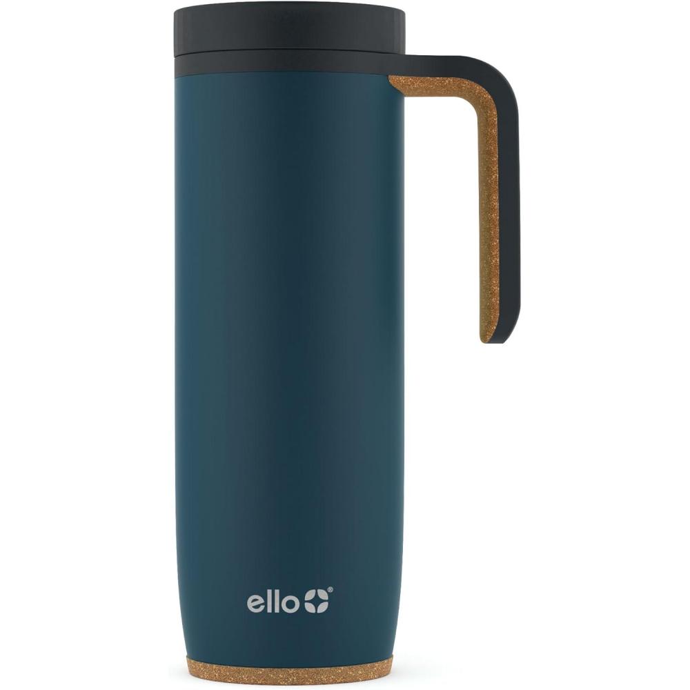 imageEllo Magnet 18oz Vacuum Insulated Stainless Steel Travel Mug with Side Handle and LeakProof Slider Lid and Builtin Coaster Keeps Hot for 5 HoursPoseidon