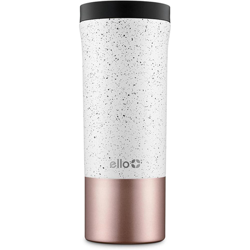imageEllo Miri 16oz Vacuum Insulated Stainless Steel Travel Mug LeakProof Slider Lid Keeps Hot for 5 Hours Perfect for Coffee or Tea BPAFree Fits Most Cupholders Holiday Gift BlackSpeckle Rosegold