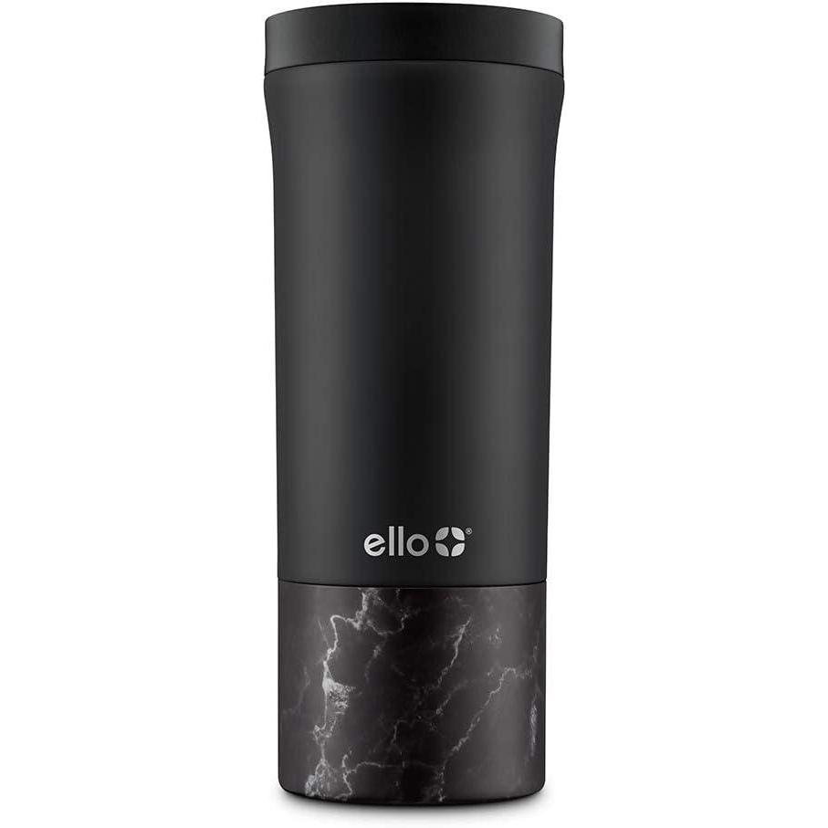 imageEllo Miri 16oz Vacuum Insulated Stainless Steel Travel Mug LeakProof Slider Lid Keeps Hot for 5 Hours Perfect for Coffee or Tea BPAFree Fits Most Cupholders Holiday Gift BlackBlack Marble