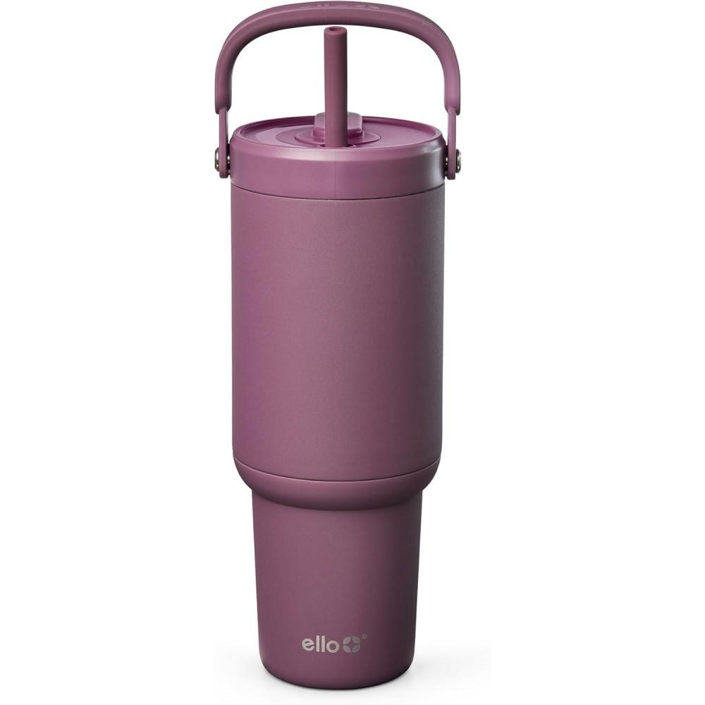 imageEllo Oasis Go 32oz Tumbler with Top Handle and Retracting Straw Reusable Insulated Stainless Steel Cup 100 Leakproof Water Bottle 24 Hours Cold Cup Holder Friendly For Travel MineralWild Rasberry