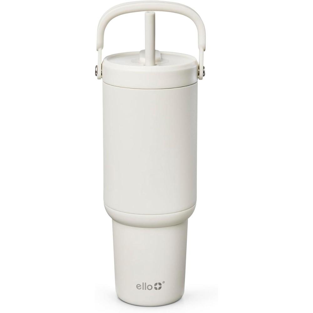 imageEllo Oasis Go 32oz Tumbler with Top Handle and Retracting Straw Reusable Insulated Stainless Steel Cup 100 Leakproof Water Bottle 24 Hours Cold Cup Holder Friendly For Travel MineralMineral