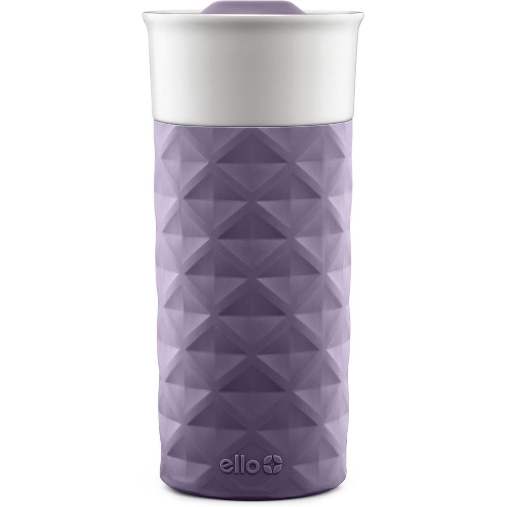 imageEllo Ogden 16oz Ceramic Travel Mug with SplashResistant Slider Lid and Protective Silicone Sleeve Perfect for Coffee or Tea BPAFree Dishwasher Safe TealDeep Purple