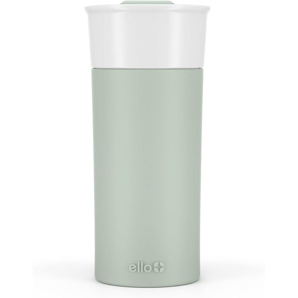 imageEllo Ogden 16oz Ceramic Travel Mug with SplashResistant Slider Lid and Protective Silicone Sleeve Perfect for Coffee or Tea BPAFree Dishwasher Safe TealHoneydew