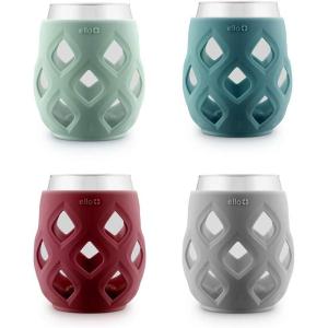 Ello Cru 17oz Stemless Wine Glass Set with Protective Silicone Sleeves, Dishwasher Safe, Cocktail Glass Pack Perfect for Summer Patios and Parties Festive Fun Holiday Gift for Women Men Her Him(Holiday Jewels)