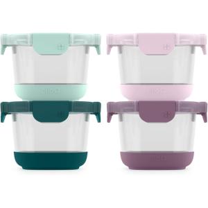 Ello Duraglass 4-Pack 2 Cup Reusable Glass Container Jar with Leak Proof Lids and Protective Silicone Sleeves | Perfect for Overnight Oats, Yogurt | BPA-Free | Dishwasher Safe | Evening Orchard(Garden Goals)