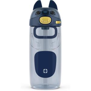 Ello Ellies 16oz Plastic Kids Water Bottle with Straw and Built-in Carrying Handle and Leak-Proof Locking Lid for School backpack, Lunchbox and Outdoor Sports, Pig(Dog)